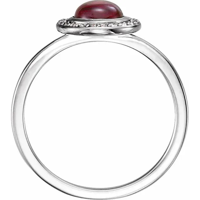 14K White Rhodolite Garnet & 1/10 CTW Diamond Halo-Style Ring Personal Set Brilliant Piece