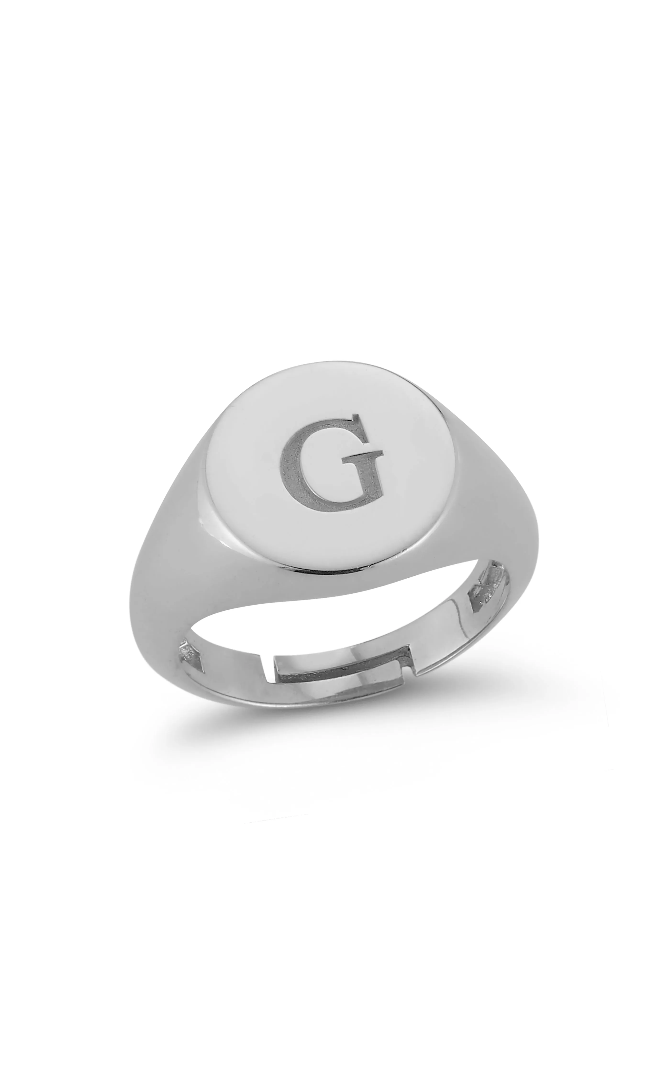 Adjustable Initial Signet Ring Engraved Surface Delicate Bauble
