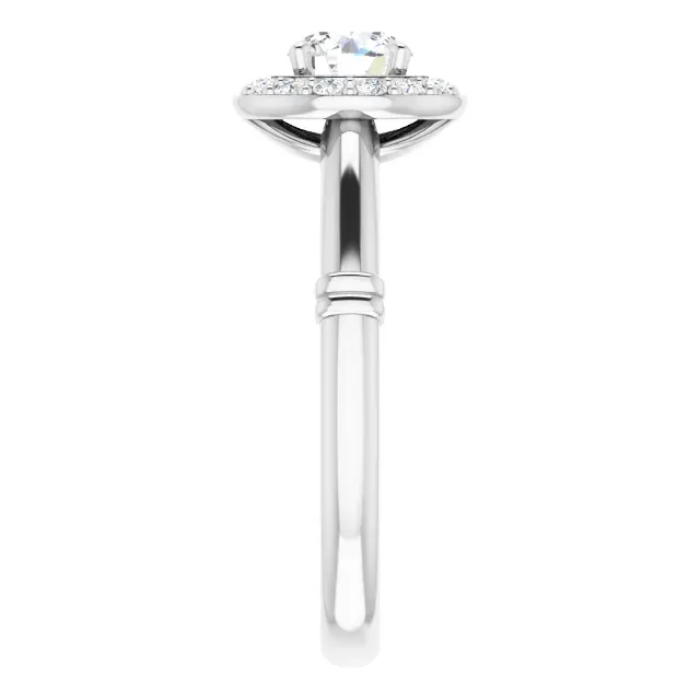 14K White 5 mm Round Forever One Moissanite & 1/8 CTW Diamond Engagement Ring Classic Proportion Fashionable Product