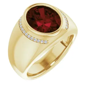 14K Yellow Mozambique Garnet & 1/8 CTW Diamond Ring Brilliant Decoration