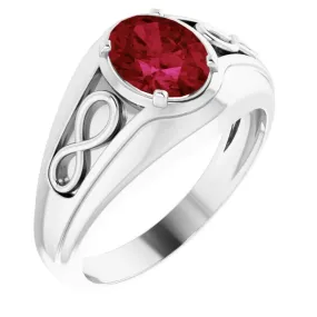 14K White Lab-Grown Ruby Infinity Ring Low-Cost Jewelry All Size Fit