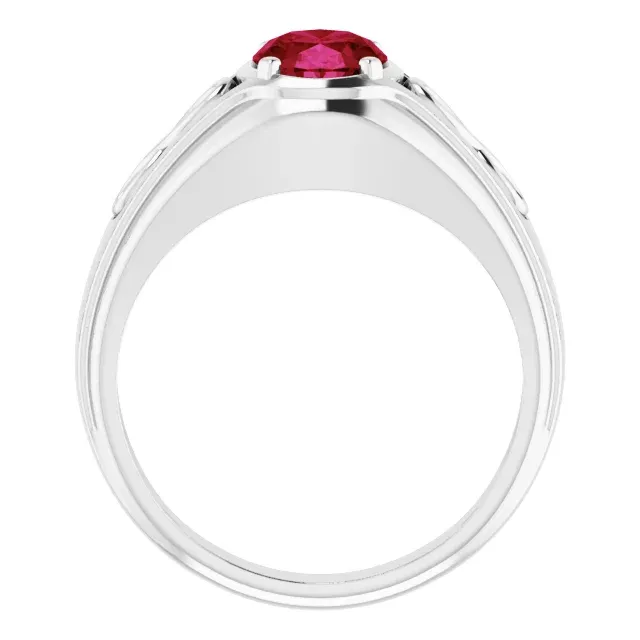 14K White Lab-Grown Ruby Infinity Ring Unique Decoration