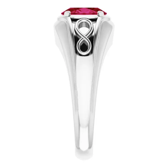 Adjustable size Stylish Spark 14K White Lab-Grown Ruby Infinity Ring