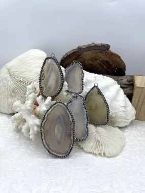For Spirituality Agate Teardrop/Oval Pendants with Textured Burnished Silver Soldered Bezel. Variety of sizes and stones, all unique. Fast Ship