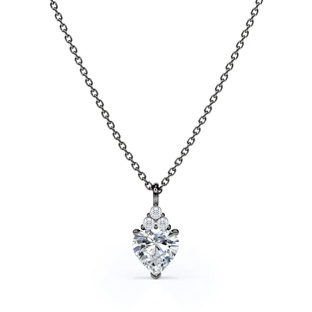 Dainty 1.05 carat Heart Moissanite Rose Gold Pendant on a Silver Chain Decorating Accessory Classic Piece