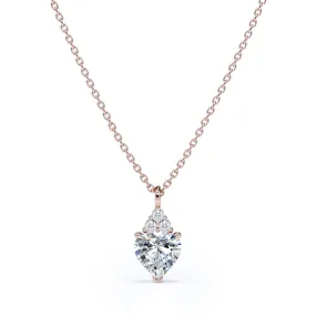 Smart feature Dainty 1.05 carat Heart Moissanite Rose Gold Pendant on a Silver Chain