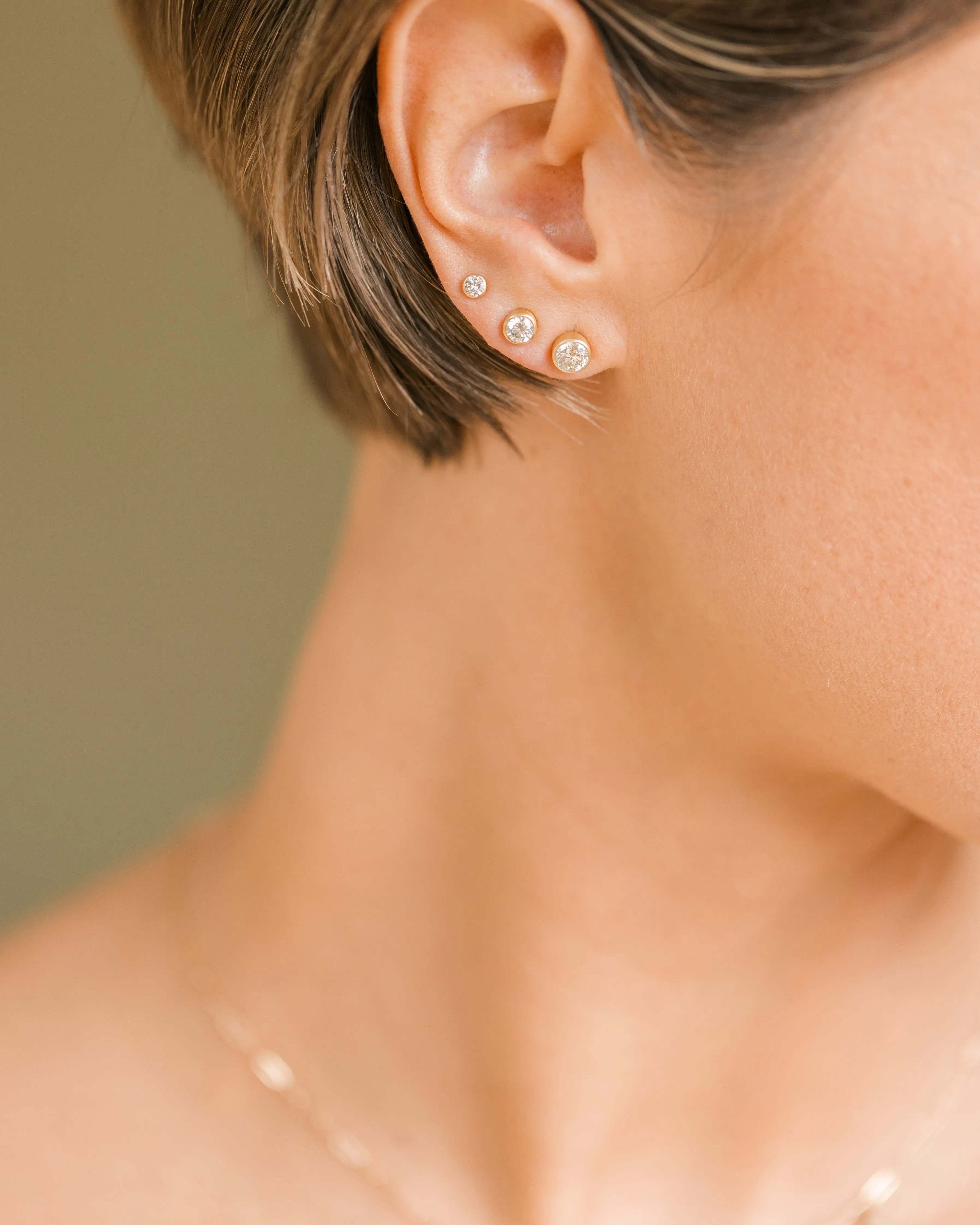 Effortless Look Classic Pairing Radiance Diamond Studs - 18k Gold, Oxidized Silver   Reclaimed Diamonds