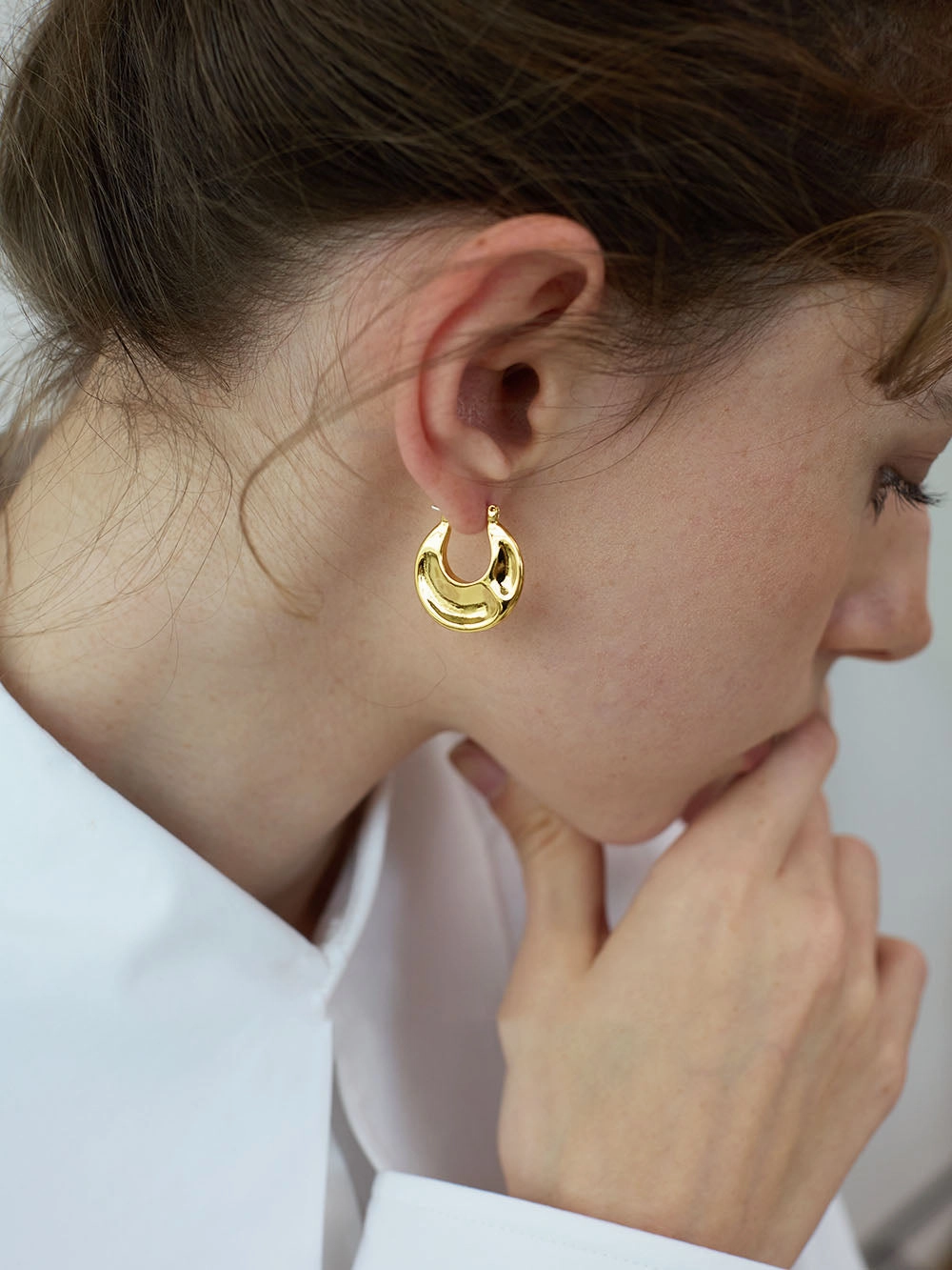 Shiny Gems Gold Pinched Sculptural Huggie Hoops