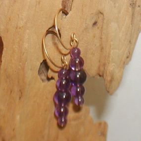 Amethyst Beads Graduated Dangle Earrings - February Birthstone Radiant Aesthetic High-Quality Option