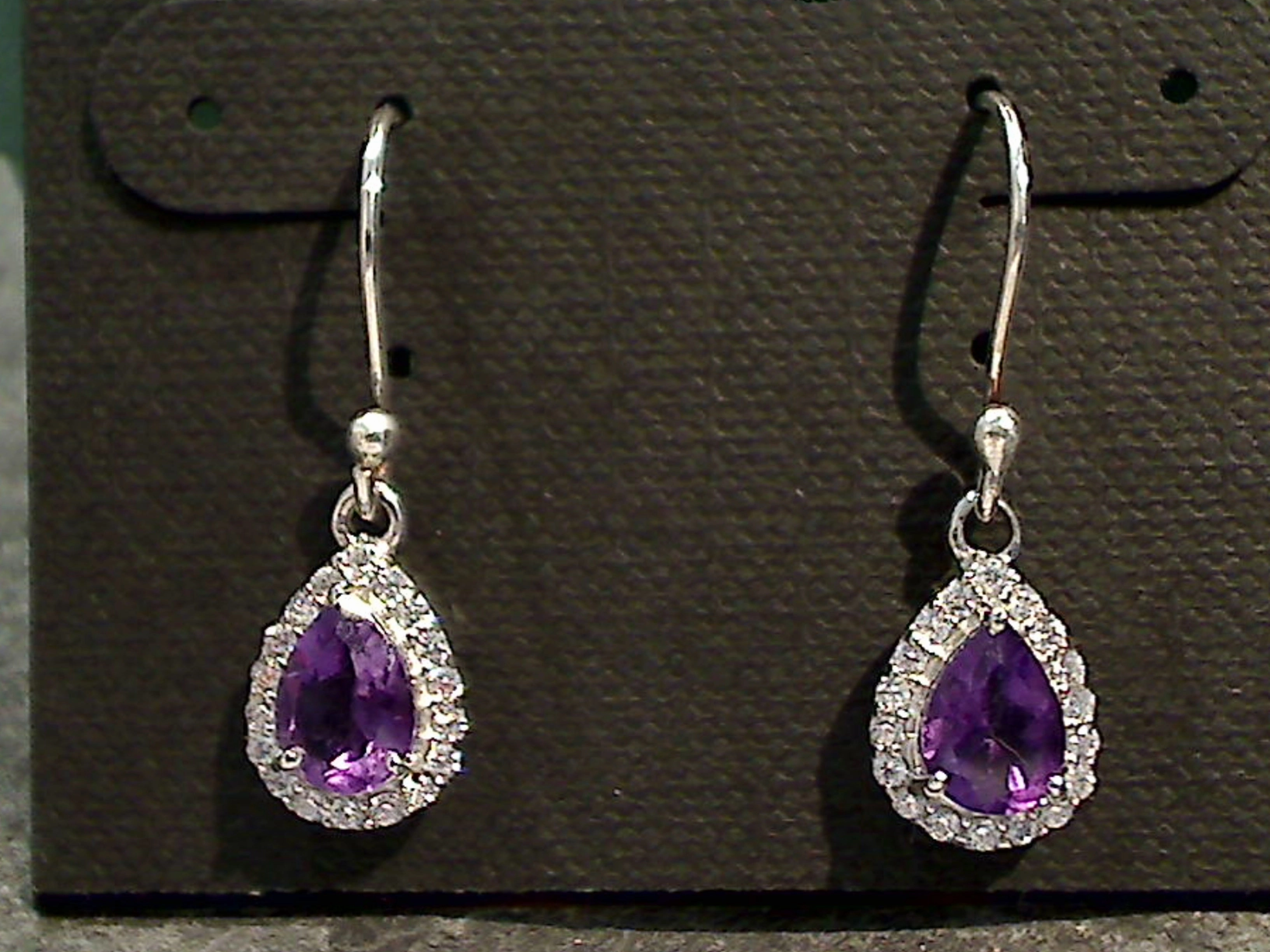 Amethyst, CZ, Sterling Silver Earrings Trendy Essential