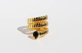 Modern Charm Birthday Present Ancient Snake Wrap Ring Gold with Gemstone