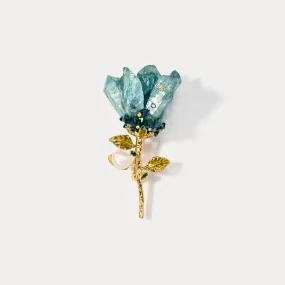 Glittering Details Eye Catching Antique Crystal Flower Brooch