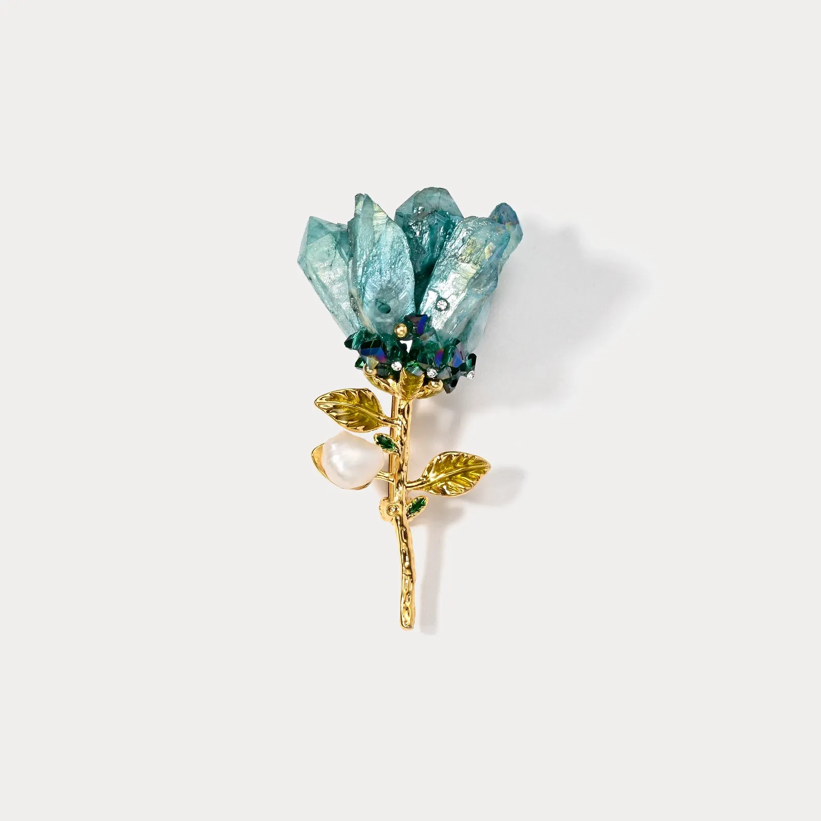 Glittering Details Eye Catching Antique Crystal Flower Brooch