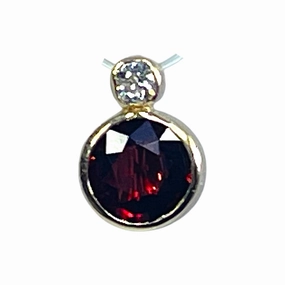Colorful Glow Antique Garnet and Diamond Pendant in 14K Rose Gold. January Birthstone. 2nd Anniversary Gift.