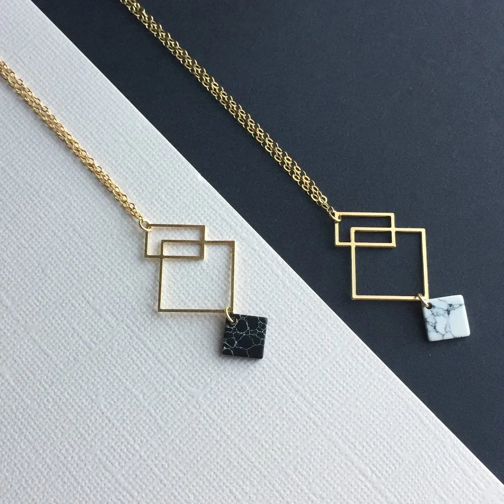 Understated Chic Ares Necklace with Black Howlite