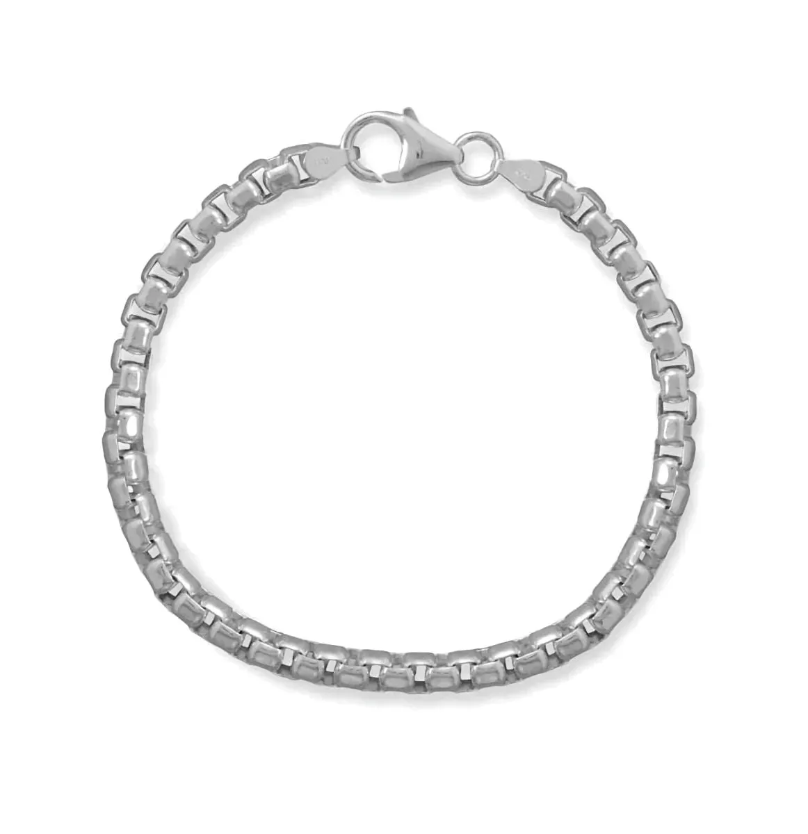 Sleek Craft Mens Sterling Silver Rounded Box Chain 5mm Width 8.5-inch Length