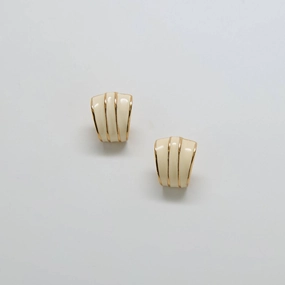 Evening Glam Vintage Gold and White Stripe Earrings