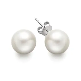 Bremer Jewelry 8.5-9.0mm Akoya Cultured Pearl Stud Earrings in 14K White Gold Sparkle Surface