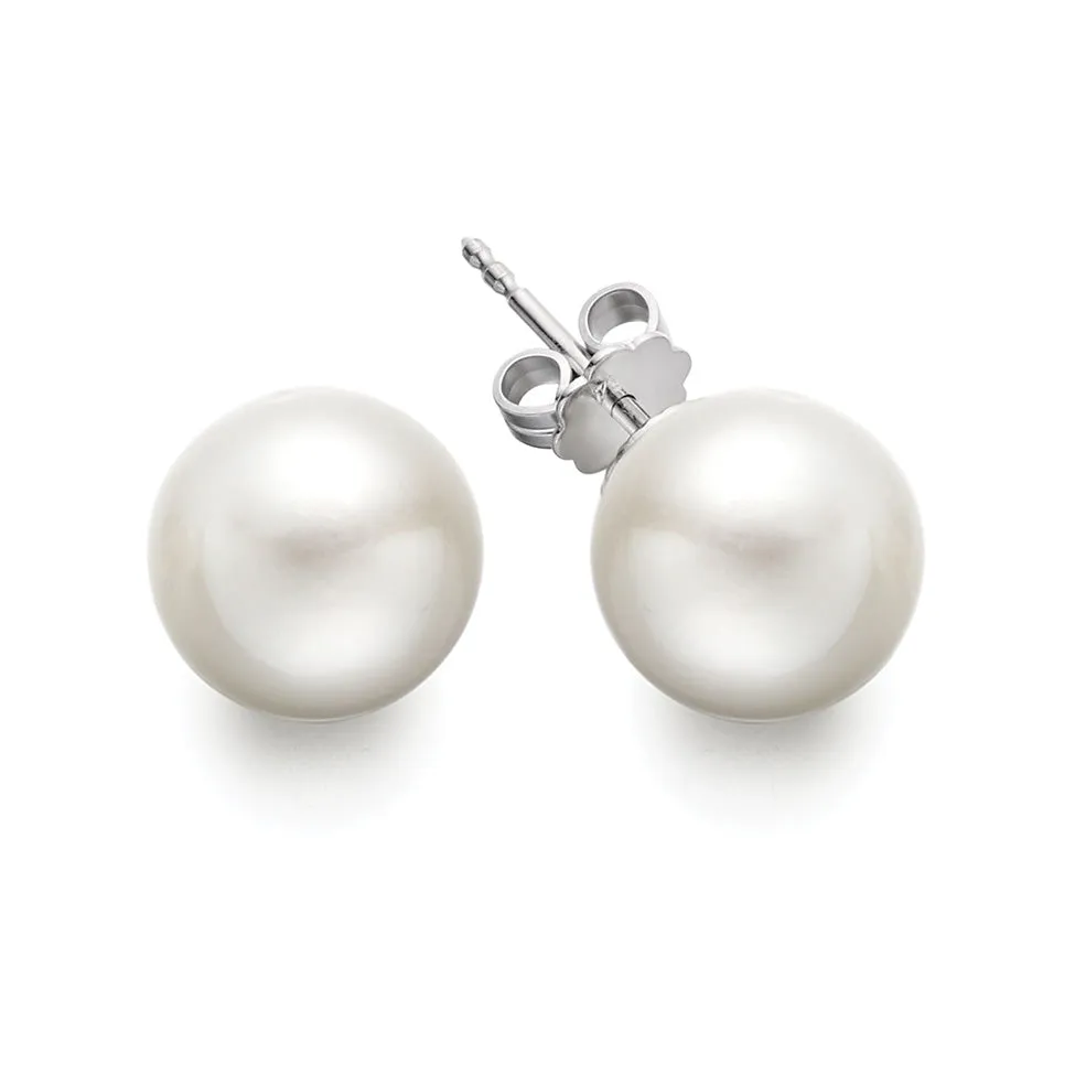 Bremer Jewelry 8.5-9.0mm Akoya Cultured Pearl Stud Earrings in 14K White Gold Sparkle Surface