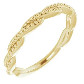 Clean Vibe 14K Yellow Stackable Twisted Beaded Ring