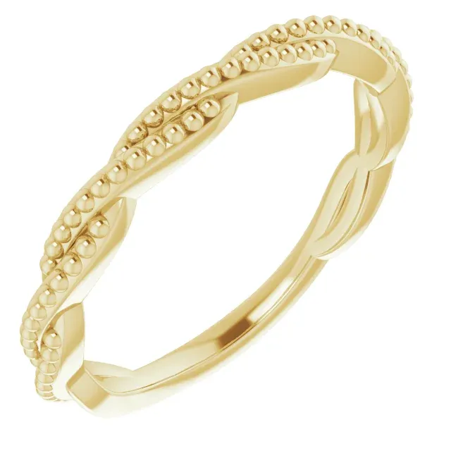 Clean Vibe 14K Yellow Stackable Twisted Beaded Ring