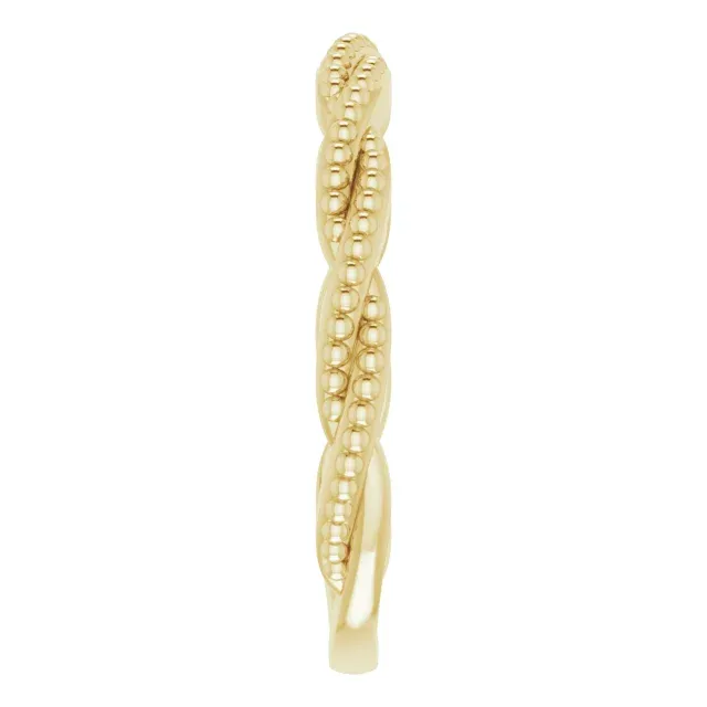 Lightweight Look 14K Yellow Stackable Twisted Beaded Ring