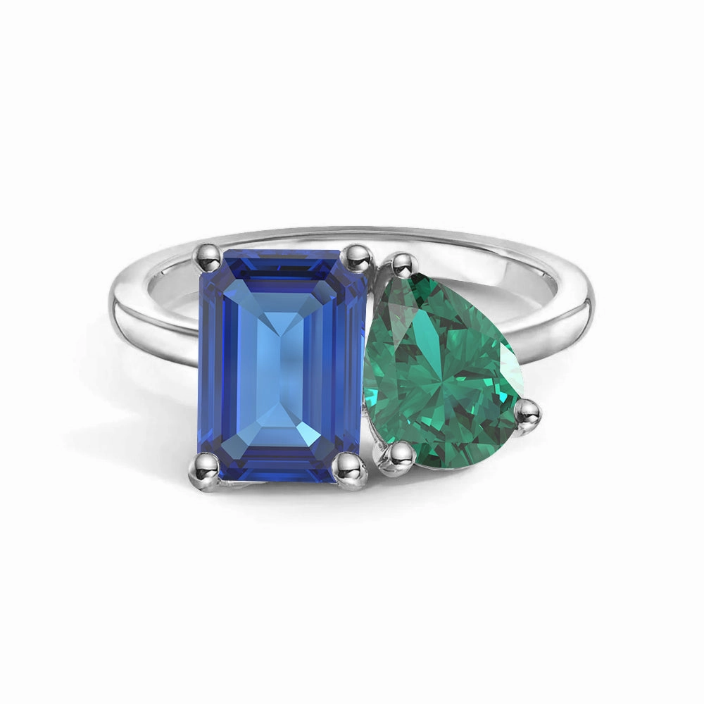 Toi et Moi Personalized Sapphire Birthstone Anniversary Ring Exquisite Jewelry Glam Glow