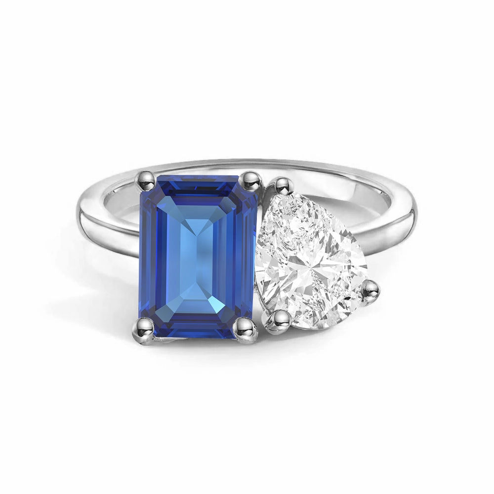 Luxury Craft Toi et Moi Personalized Sapphire Birthstone Anniversary Ring