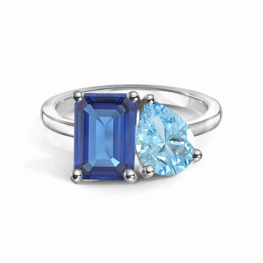 Toi et Moi Personalized Sapphire Birthstone Anniversary Ring Classic Craft Modern Twist