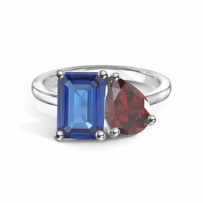 Custom Gifts Stylish Accessory Toi et Moi Personalized Sapphire Birthstone Anniversary Ring