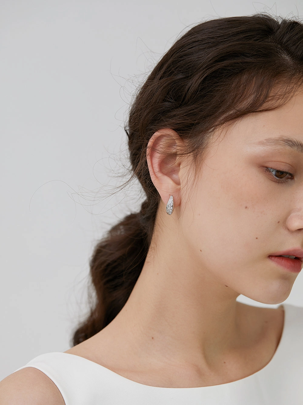 Frida Silver Paved Hoops Fresh Pair Graceful Accessory