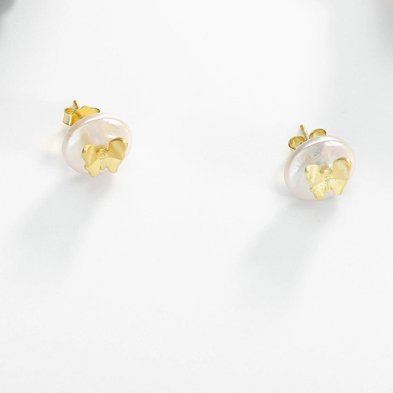 Butterfly Pearl Stud Earrings Everyday Pieces Distinctive Piece