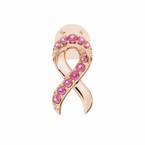 Daily Layer "Faith Over Fear" Ribbon Brooch Pin In Rose Gold With Pav?? Pink Sapphires