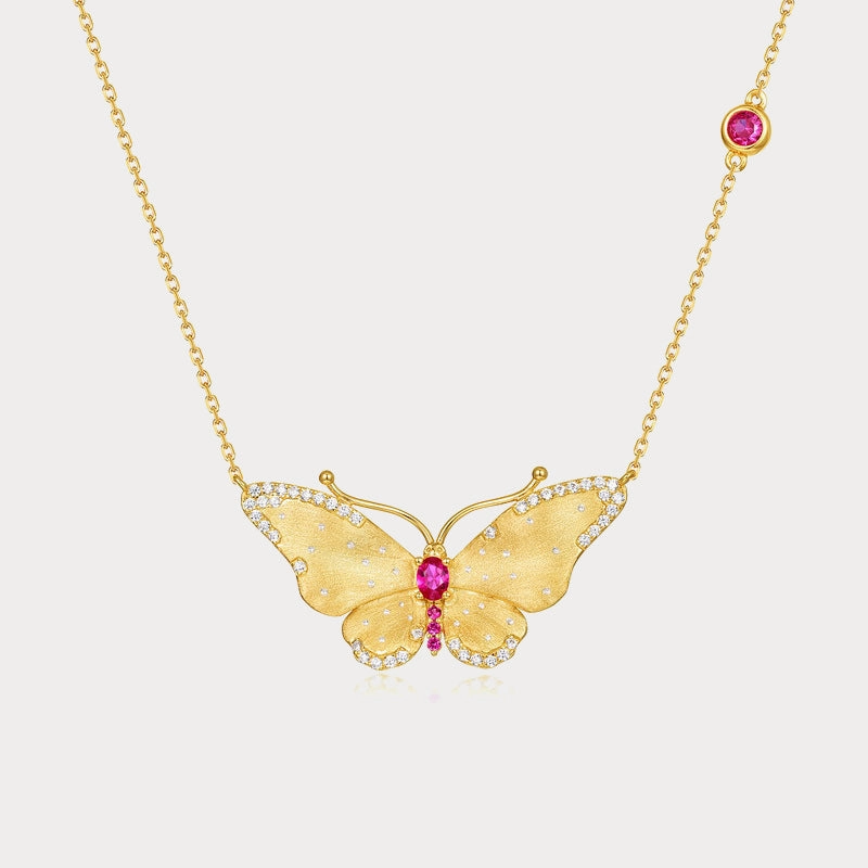 Brushed Butterfly Necklace Metallic Touch Charming Touch