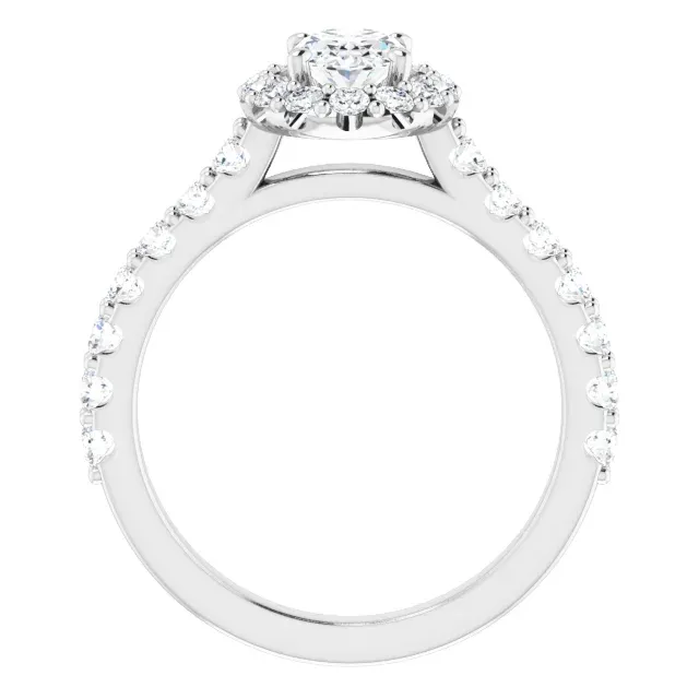 Artful Detail Sentimental Piece 14K White 7x5 mm Oval Forever One Moissanite & 3/4 CTW Diamond Engagement Ring