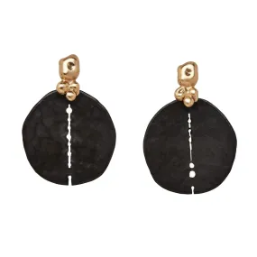 Trendy Feel Subtle Sparkle Black Orbit Bronze Earrings
