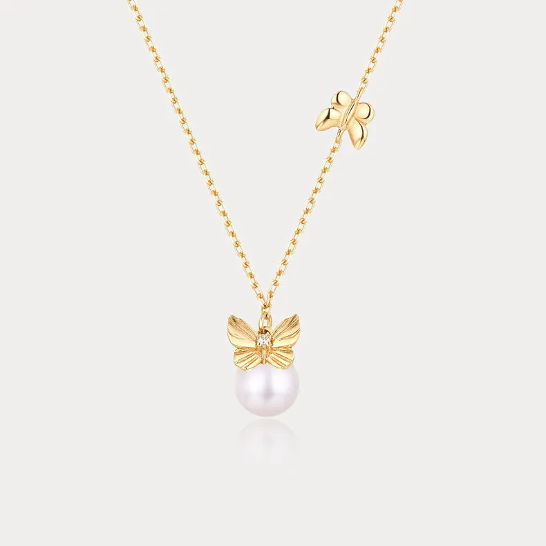 Dream Catching Butterfly Pearl Necklace Layered Touch Refined Mood