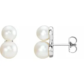 Smooth Detail 14K White Freshwater Cultured Pearl Ear Climbers