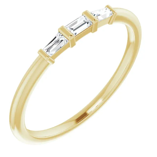 14K Yellow 1/6 CTW Diamond Three-Stone Stackable Ring Cherished Gift
