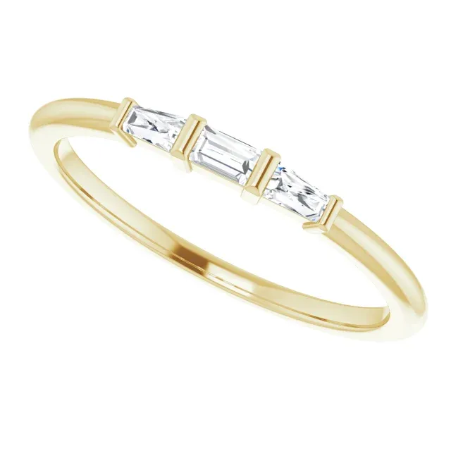 High-End Statement Lightweight product 14K Yellow 1/6 CTW Diamond Three-Stone Stackable Ring