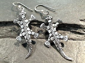 Minimalist Accent Sterling Silver Gecko Earrings