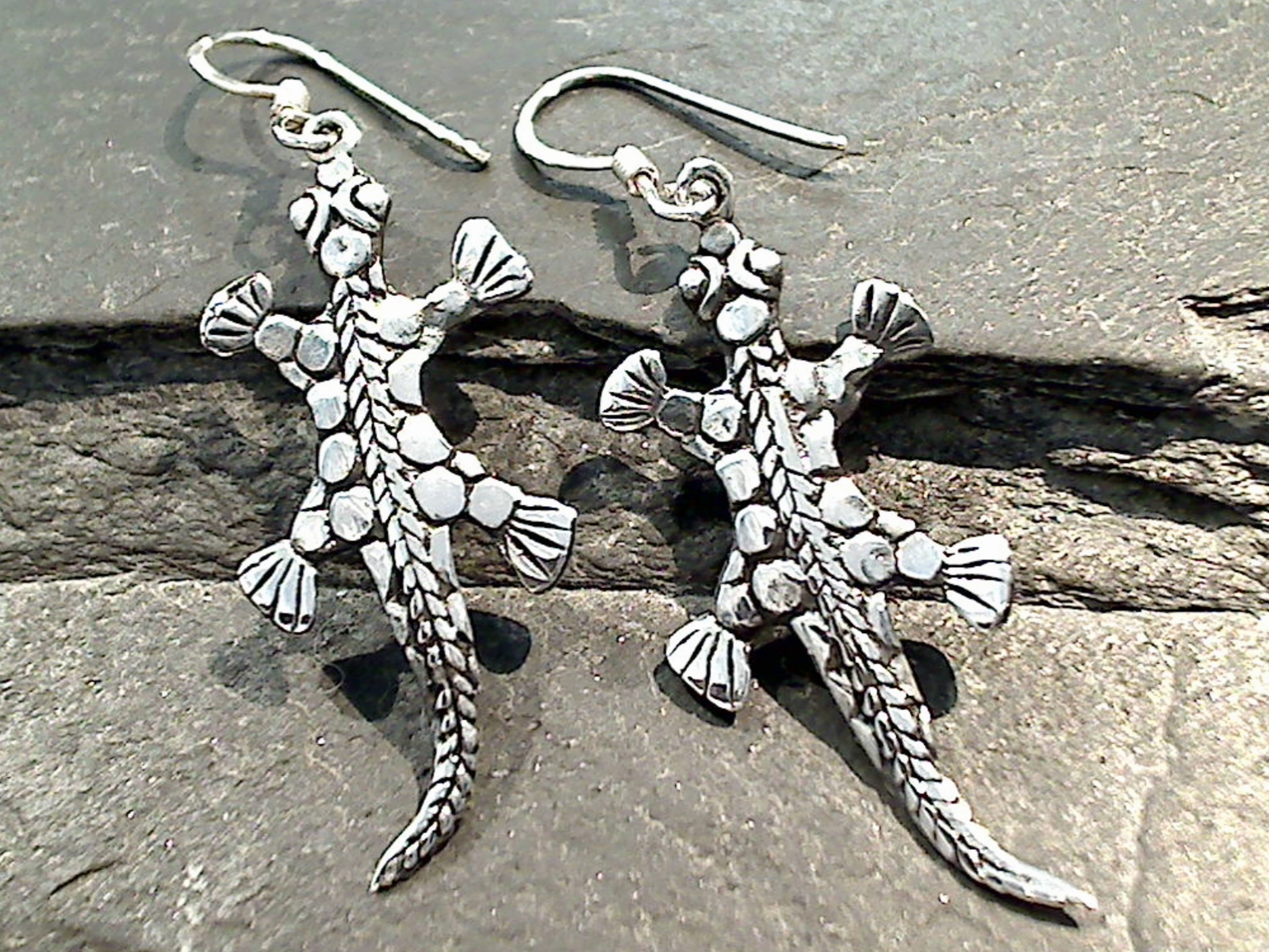 Minimalist Accent Sterling Silver Gecko Earrings