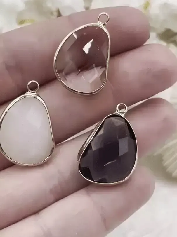 Crystal Gold Soldered Pendants and charms. Grey, Clear, and White connector , 3 Colors to choose from. Fast Shipping Winter Outfit Superior Gift