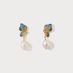 Butterfly Pearl Dangling Earrings Cute Trinket Contemporary accessory