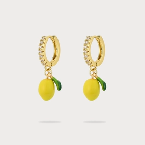 Polygonal Piece Vintage Selection Lemon Hoop Earrings