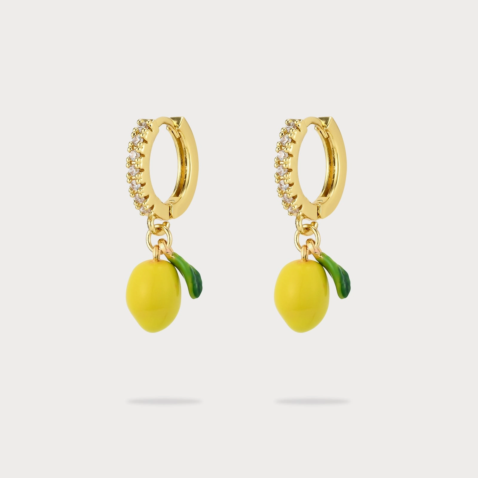Polygonal Piece Vintage Selection Lemon Hoop Earrings