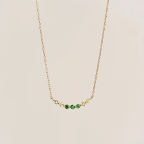 August Birthstone Necklace 14k Gold - Ombre Tsavorite bright light