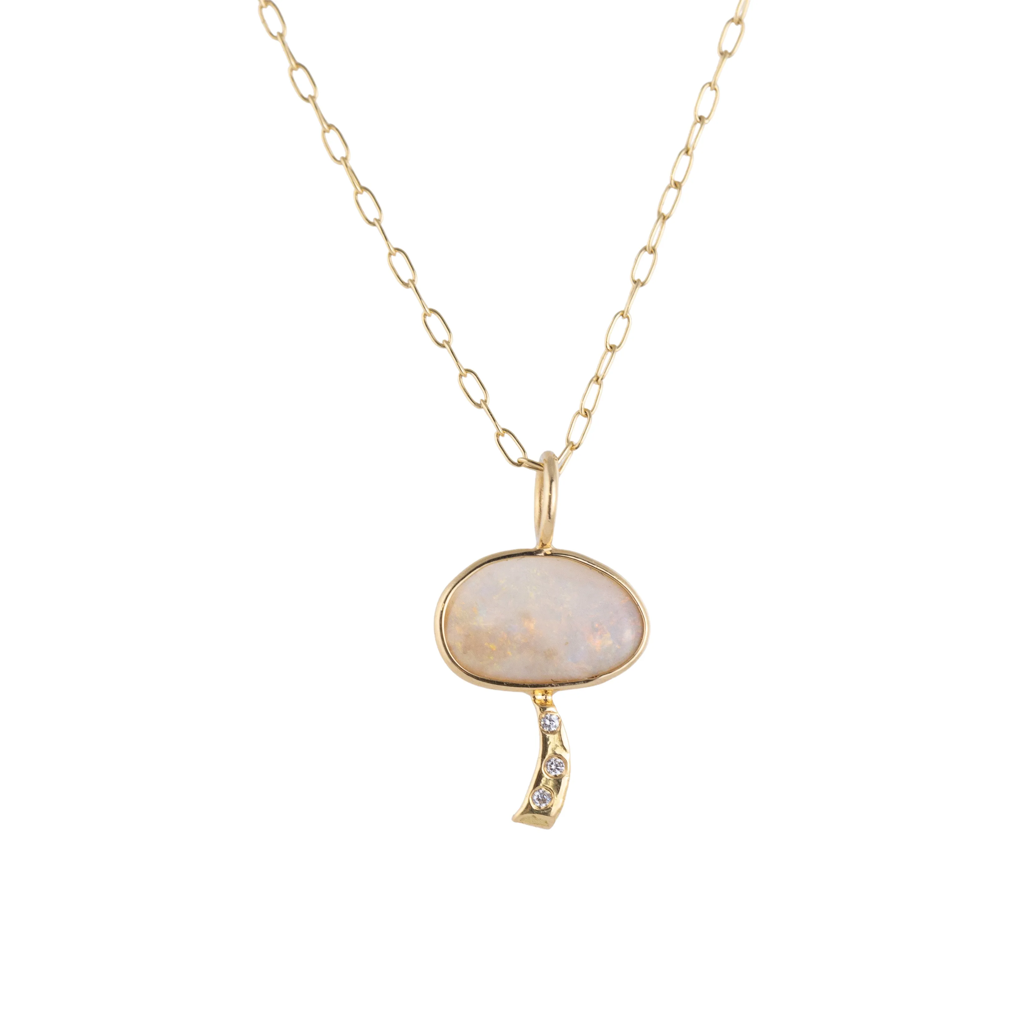 Pretty Accent Vibrant Shine Australian Opal Mushroom Necklace - 18k Gold