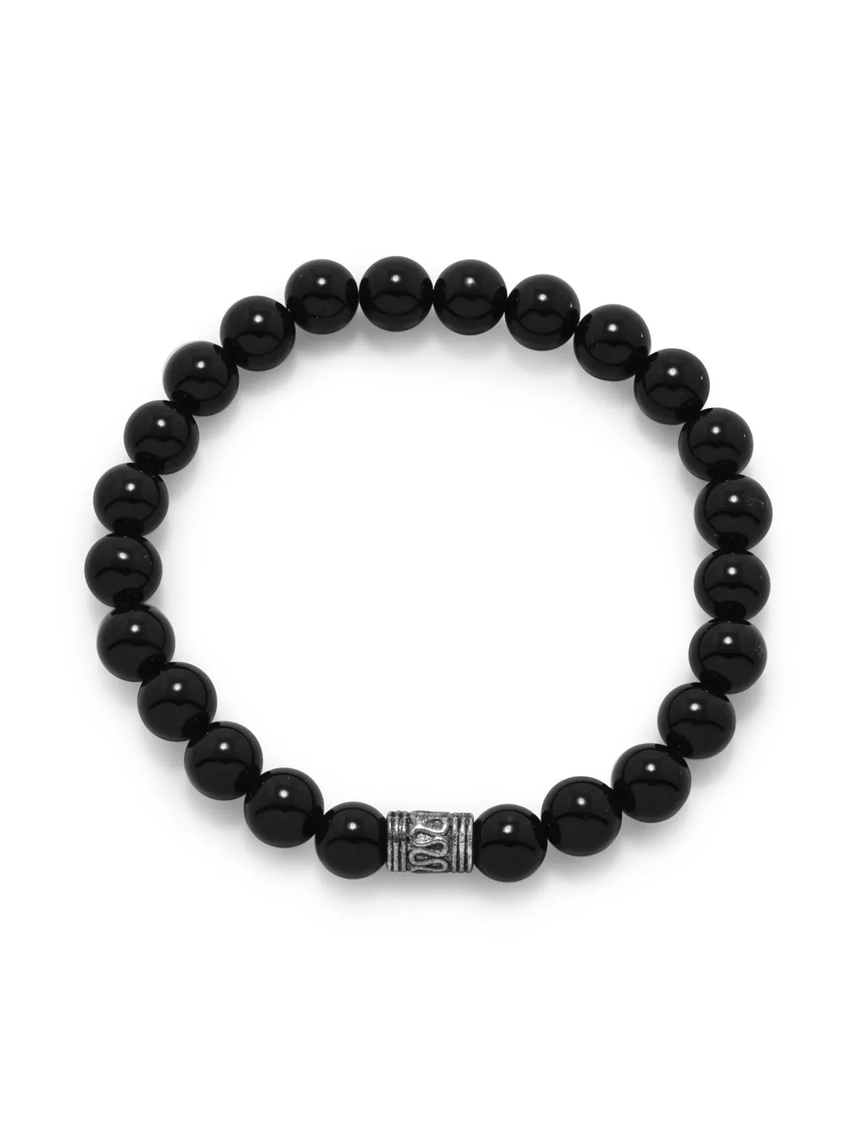 Finest Feature Enchanted Detail AzureBella Jewelry Black Bead Stretch Bracelet with 8mm Beads Mens Womens