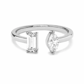 Sparkling Style Impeccable Accent Baguette and Marquise Lab Grown Diamond Toi et Moi Promise Ring